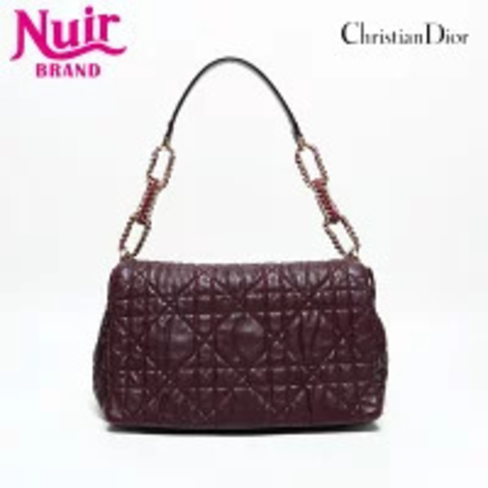 Christian Dior Leather Cannage Chain Flap Shoulder Bag Purple